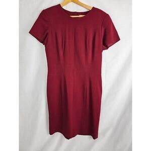 Vintage 1990s Ann Taylor Back Button Dress with Shoulderpads SIZE 6 Red Burgundy